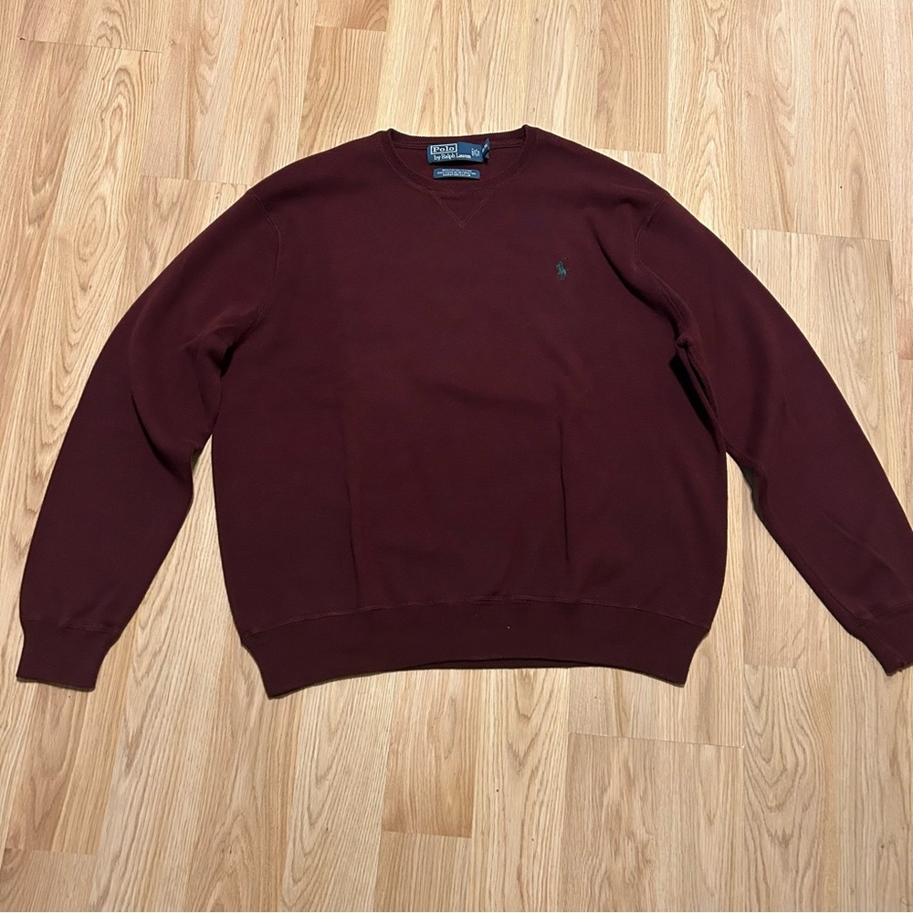 Polo Ralph Lauren Men’s XL H eavy Cotton Sweatshirt Pullover Burgundy